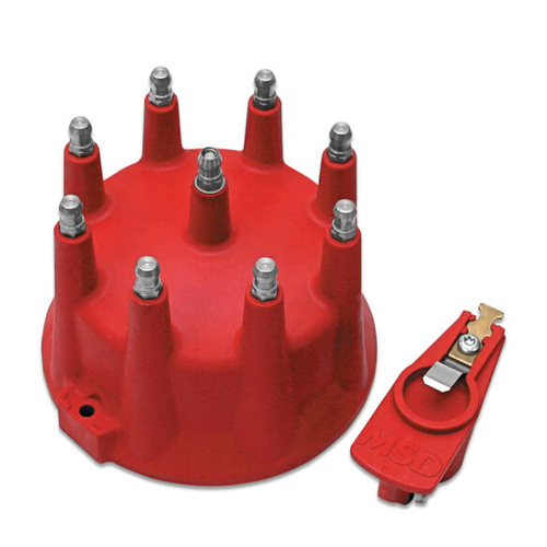 MSD Cap and Rotor, Red, Male/HEI, Stainless Steel Terminals, Screw-Down, Pro Mag 12, 12LT, V8, Kit