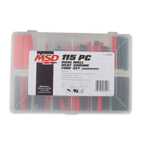MSD Polyolefin Heat Shrink Tubing Kit, Weather Resistant, 115-Pieces, 3 in. Long, Storage Case, Kit