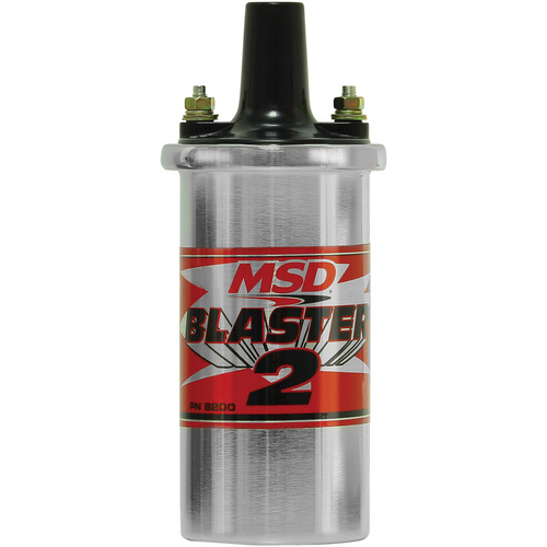 MSD Ignition Coil, Blaster 2, Canister, Round, Oil Filled, Chrome, 45, 000 V, Each