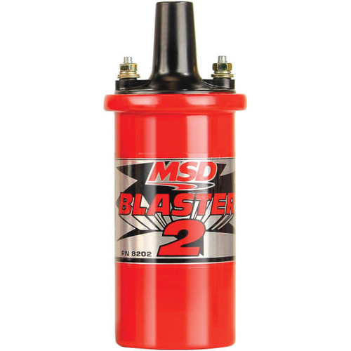 MSD Ignition Coil, Blaster 2, Canister, Round, Oil Filled, Red, 45, 000 V, Each