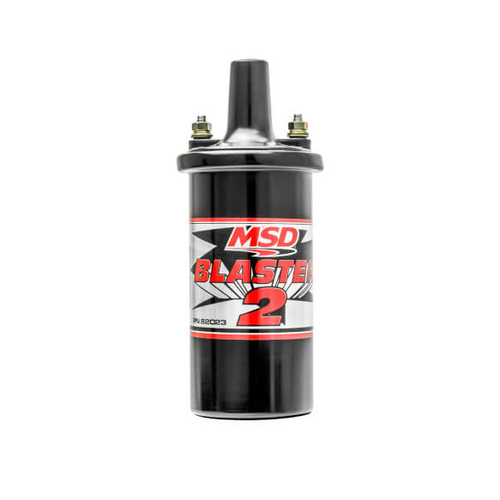 MSD Ignition Coil, Blaster 2, Canister, Round, Oil Filled, Black, 45, 000 V, Each