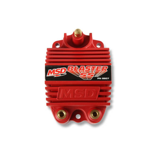 MSD Ignition Coil, Blaster SS, E-Core, Square, Epoxy, Red, 40, 000 V, Each