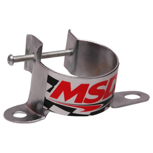 MSD Coil Bracket, Steel, Chrome, Canister-Style, Universal, Vertical Mount, Each