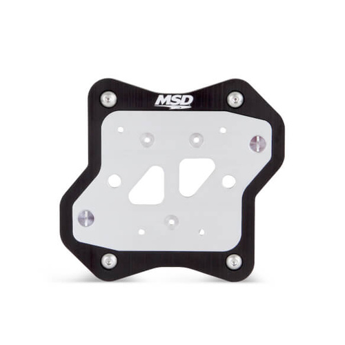 MSD Ignition Coil Brackets, Remote Mount, Rectangular, Billet Aluminium, Black/Silver, For Cadillac, Universal, Each