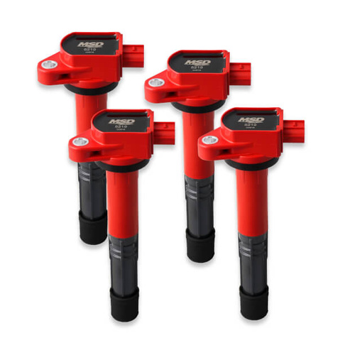 MSD Ignition Coil, Blaster, Coil Pack Style, Red, For Acura , For Honda , 2.4L, Set of 4