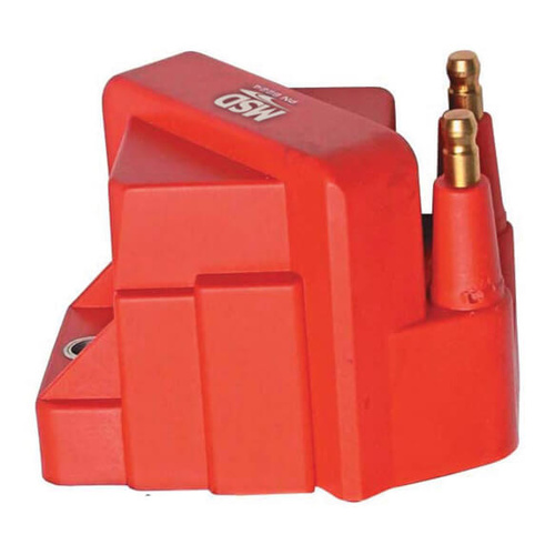 MSD Ignition Coil, DIS Performance Replacement, E-Core, Square, Epoxy, Red, 40, 000 V, GM, Each