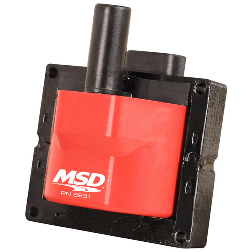 MSD Ignition Coil, Blaster Performance Replacement, E-Core, Square, Epoxy, Red, 40, 000 V, GM, Each