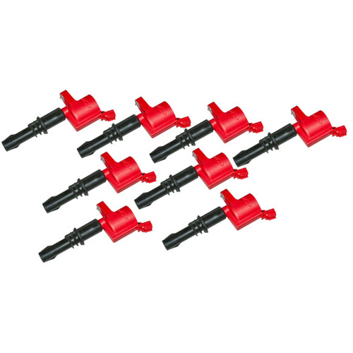 MSD Ignition Coils, Blaster, Coil Pack, Bolt-On, Epoxy, Red, For Ford, For Lincoln, 4.6L/5.4L, SOHC, 3V Set of 8