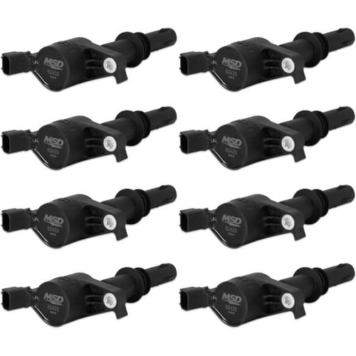 MSD Ignition Coil, 2004-2008 For Ford 4.6L/5.4L 3-Valve Engines, Black, Set of 8