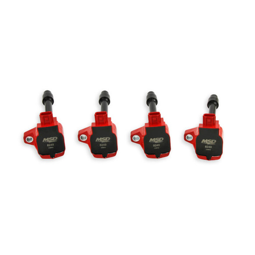 MSD Ignition Coil, Blaster, Coil Pack Style, Red, For Honda®, L4, Set of 4