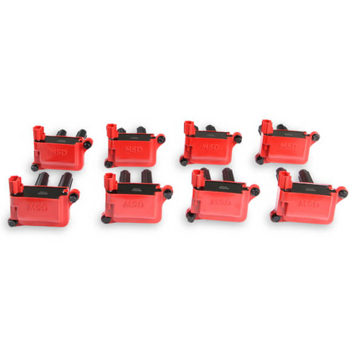 MSD Ignition Coil, Blaster, Coil Pack Style, Square, Red, For Chrysler, For Dodge, For Jeep, 5.7, 6.1L, Set of 8