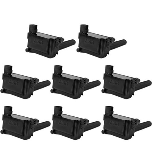 MSD Ignition Coil, Blaster, Coil Pack Style, Square, Black, For Chrysler, For Dodge, For Jeep, 5.7, 6.1L, Set of 8