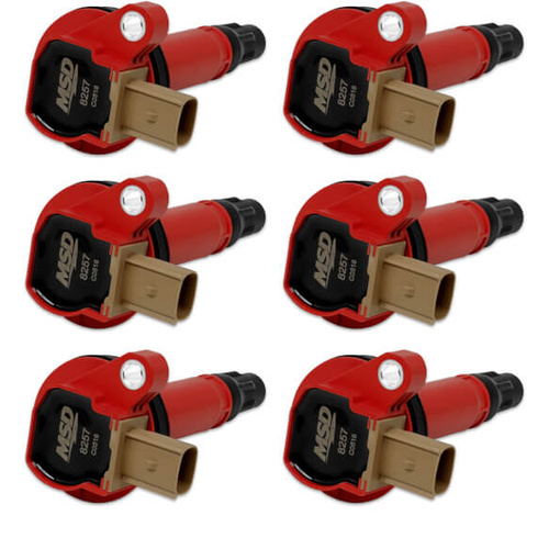 MSD Ignition Coil, Direct Replacement, Red, Tan Connector, For Ford, 3.5L, Ecoboost, Set of 6