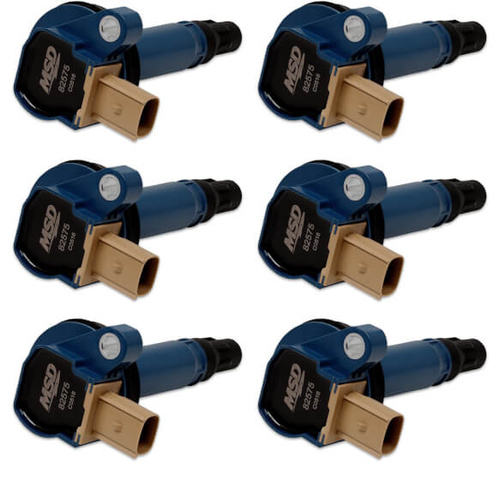 MSD Ignition Coil, Direct Replacement, Blue, Tan Connector, For Ford, 3.5L, Ecoboost, Set of 6