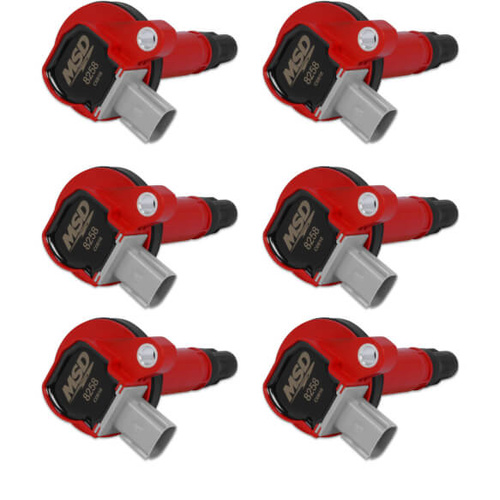 MSD Ignition Coil, Direct Replacement, Red, Gray Connector, For Ford, 3.5L, Ecoboost, Set of 6
