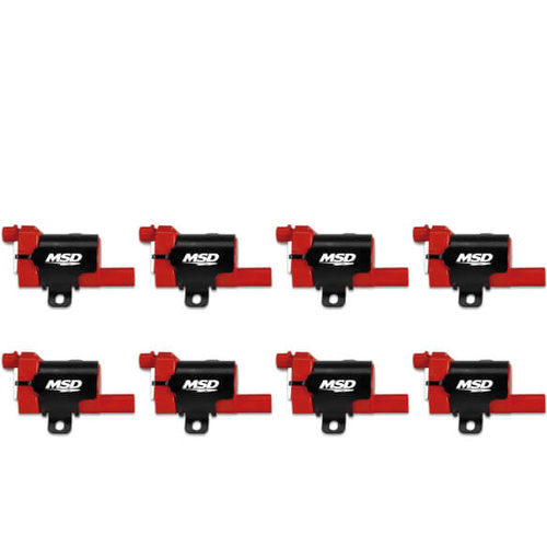 MSD Ignition Coil, Blaster LS Series 1999-2007 GM L-Series Truck Engines, Red, Set of 8