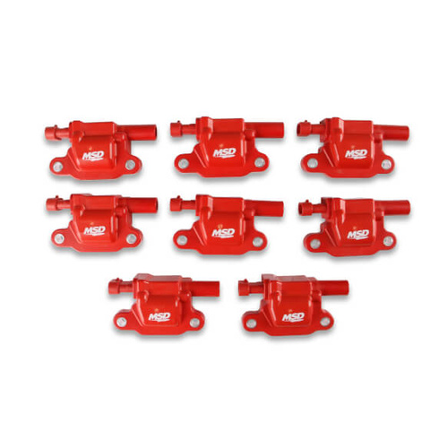 MSD Ignition Coil, Blaster LS Series 2005-2013 GM LS2/LS3/LS4/LS7/LS9 Engines, Red, Set of 8