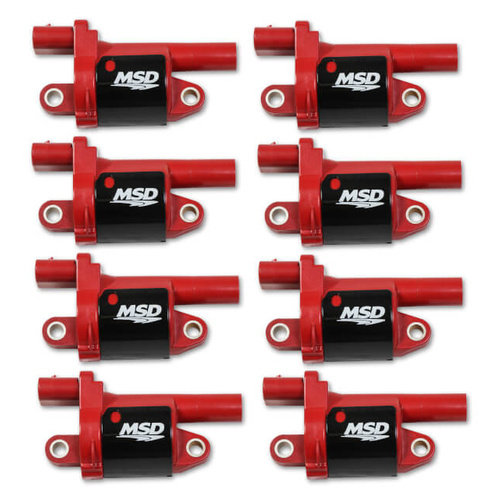 MSD Ignition Coil, Blaster OEM, Coil Pack, Epoxy, Female/Socket, Black/Red, Round, For Cadillac, For Chevrolet, For GMC, Set of 8