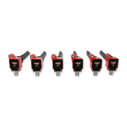 MSD Ignition Coil, Blaster OEM, Coil Pack, Epoxy, Female/Socket, Red, Rectangular, For Ford, Set of 6