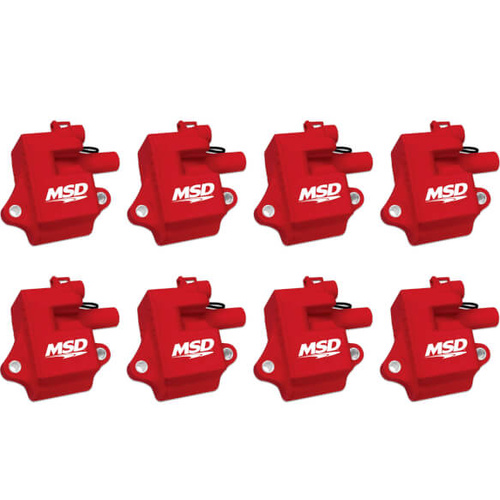 MSD Ignition Coil, Pro Power Series 1997-2004 GM LS1/LS6 Engines, Red, Set of 8