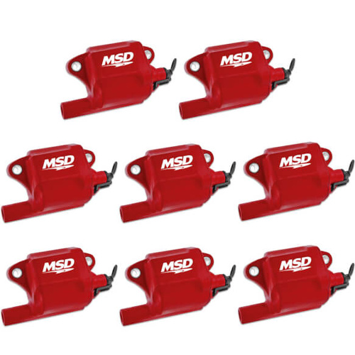 MSD Ignition Coil, Pro Power Series GM LS2/LS7 Engines, Red, Set of 8