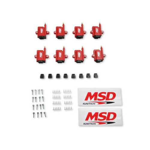 MSD Ignition Coil, Smart Coil, Coil Pack, Epoxy, Female/Socket, Red, Square, Set of 8