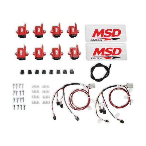 MSD Ignition Coil, Smart Coil, Coil Pack, Epoxy, Female/Socket, Red, Square, Kit