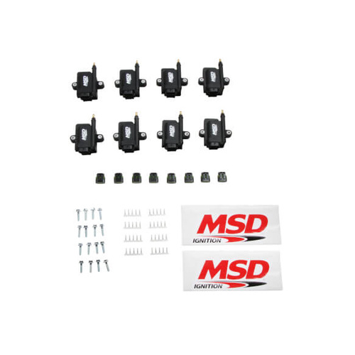 MSD Ignition Coil, Smart Coil, Coil Pack, Epoxy, Female/Socket, Black, Square, Set of 8