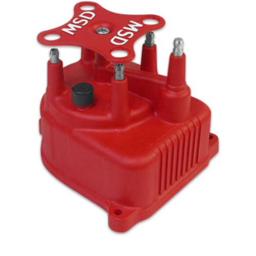 MSD Distributor Cap, Male/HEI-Style, Red, Screw-Down, For Honda®, For Acura®, 1.5, 1.6, 2.0, 2.2, 2.3L, Set