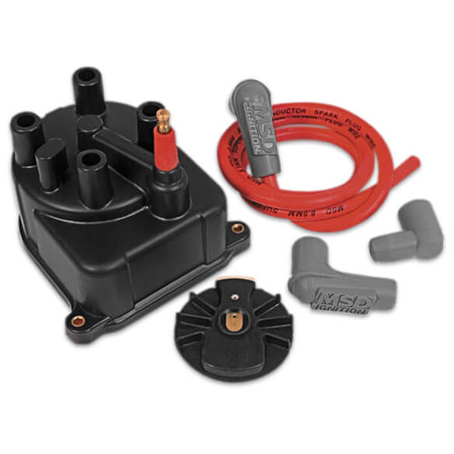 MSD Cap and Rotor, Modified, Black, Female/Socket, Brass Terminals, Screw-Down, For Acura , For Honda , L4, Kit