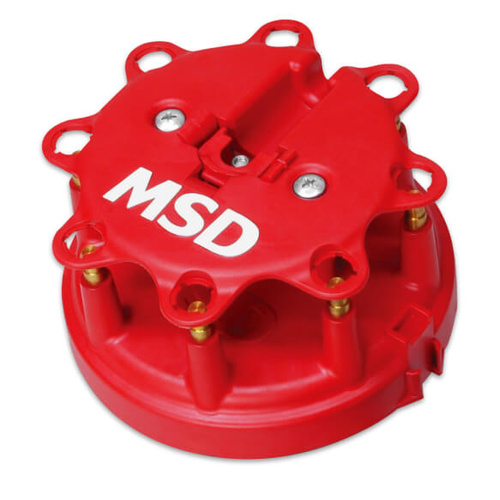 MSD Distributor Cap, Male/HEI-Style, Red, Clamp-Down, Pro Billet, For Ford, Laforza, For Lincoln, For Mercury, V8, Each