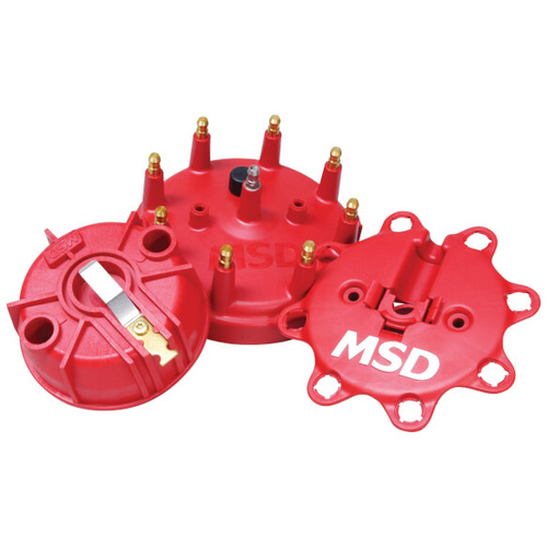 MSD Cap and Rotor, Red, Stainless Steel Terminals, Clamp-Down, Kit