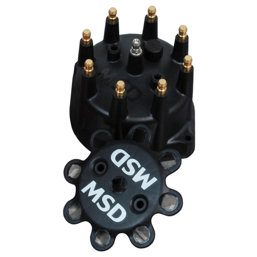 MSD Distributor Cap, Male/HEI, Black, Screw-Down, Pro-Billet, Small Dia, V8, Each