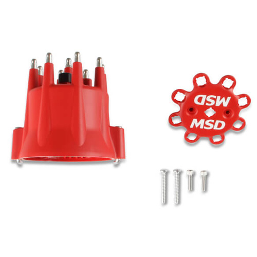 MSD Distributor Cap, Male/HEI-Style, Red, Extra-Duty, Pro-Billet, Clamp-Down, GM, V8, Each