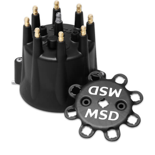 MSD Distributor Cap, Male/HEI-Style, Black, Clamp-Down, GM/, Billet, Pro-Billet, V8, Each