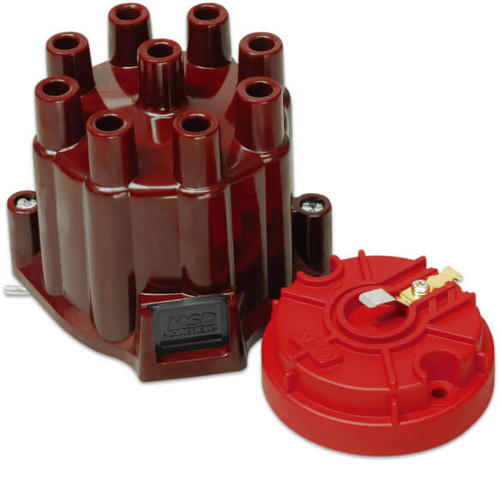MSD Cap and Rotor, Maroon, Female/Socket, Brass Terminals, Clamp-Down, AMC, GM, International, For Jeep, V8, Each