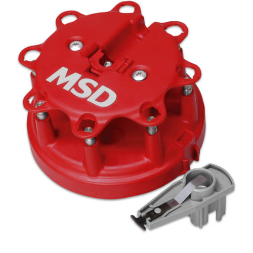 MSD Cap and Rotor, Red, Male/HEI, Stainless Steel Terminals, Clamp-Down, For Ford, Laforza, For Lincoln, For Mercury, V8, Kit