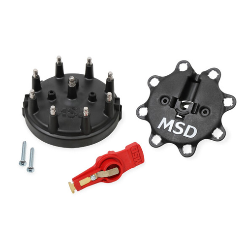 MSD Cap and Rotor, Red, Male/HEI, Stainless Steel Terminals, Clamp-Down, TFI, For Ford, For Lincoln, For Mercury, V8, Kit