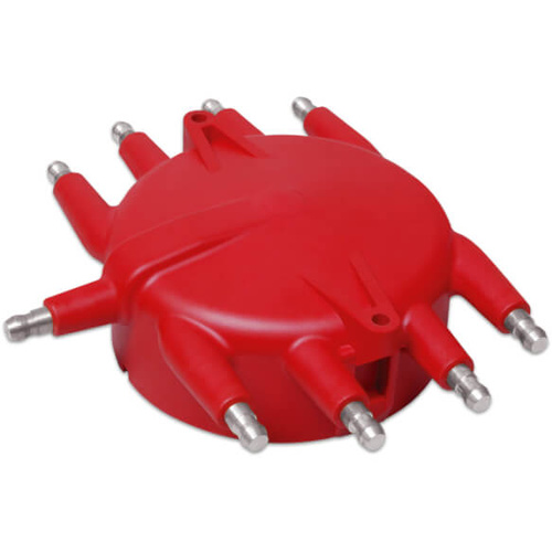 MSD Distributor Cap, Male/HEI-Style, Red, Screw-Down, Billet V8, Each