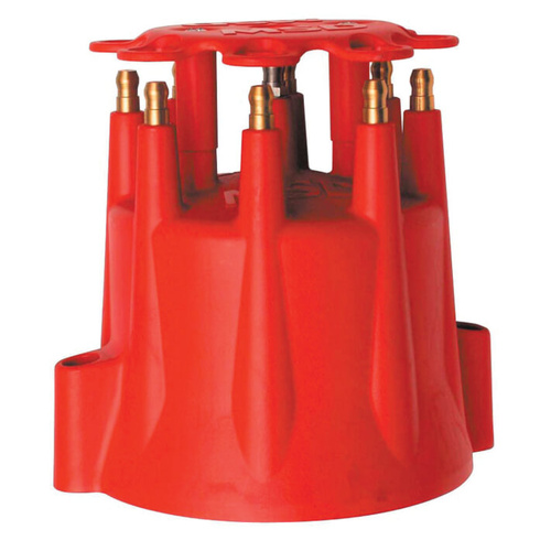 MSD Distributor Cap, Male/HEI-Style, Red, Screw-Down, Pro-Billet, V8, Marine, Each
