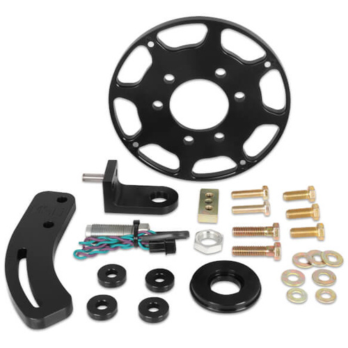 MSD Crank Trigger Kits, Flying Magnet Crank Trigger, Pickup, Black Anodised Bracket, For Chevrolet, Small Block, 7.000 in. Harmonic Damper Diameter, K