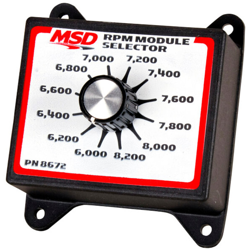 MSD RPM Module Selector, Plastic, Black, 6, 000-8, 200 rpm, 200 rpm Increments, Each