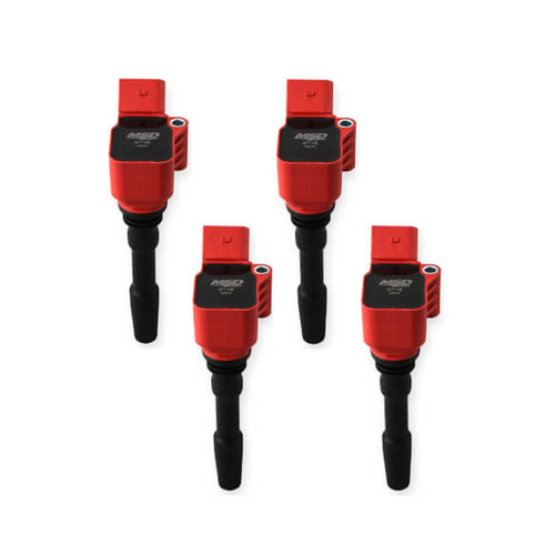 MSD Ignition Coil, Blaster, Coil Pack Style, Square, Red, Audi, Volkswagen, L4, Set of 4