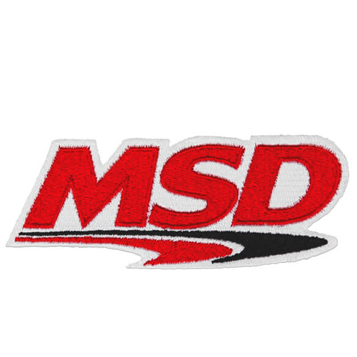 MSD Jacket Patch, Ignition Logo, Nylon, White with Red/Black Trim, 4 1/2 in. x 2 in. Embroidery, Each