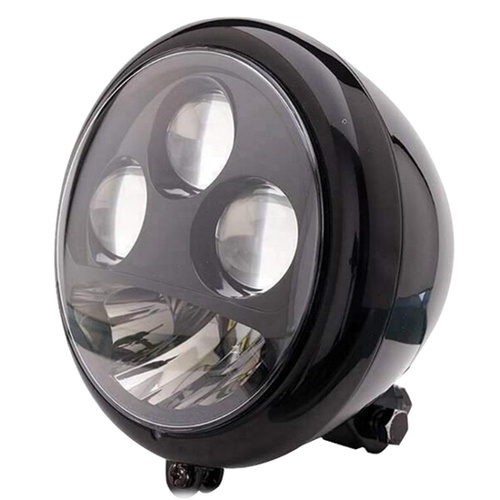 MIDUSA Headlight, 5-3/4 in. Led Black Black Fascia, Bottom Mount Custom