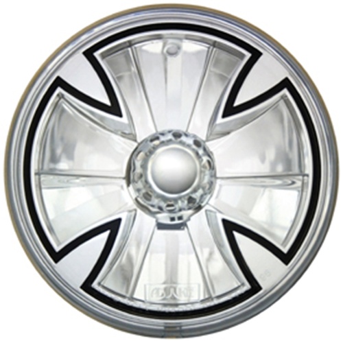 MIDUSA Halogen Headlight Lens Kit 5-3/4 in. Diamond Cut Iron Cross Inc 55/60 Xenon H4 Bulb