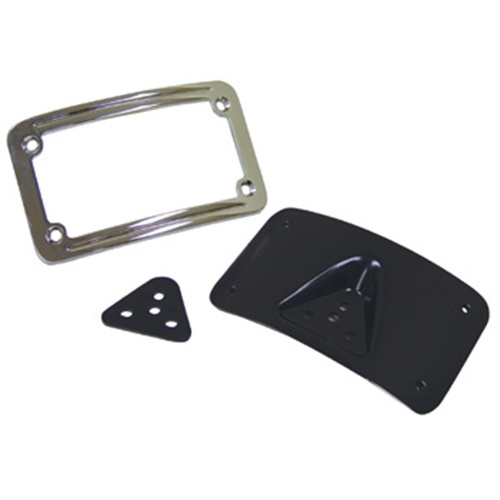 MIDUSA License Mount W/Backing Plate Fits Any Fender, Curved Style Uw 7 in. X 4 in. Plate, 3 Hole Mount, Cp