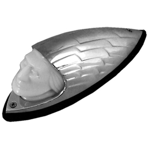 MIDUSA Fender Ornament, Front Indian Head Most Front Fenders 12V Lighted Face W/Chrome Die Cast Housing
