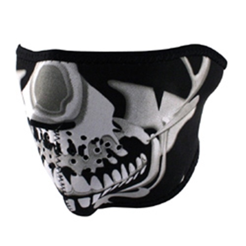 MIDUSA Face Mask, Neoprene 1/2, Chrome Skull Zanheadgear WNFM023H, Each