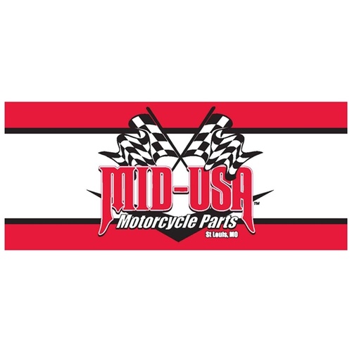 MIDUSA Banner, Red & Black Checkered Flag Logo, 3Ft. X 1Ft Poly Vista